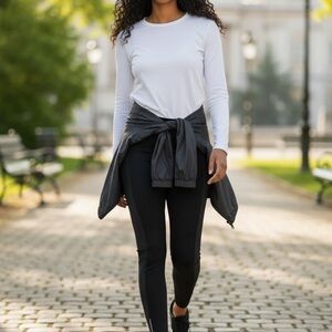 Athleta Black Mesh Panel Leggings